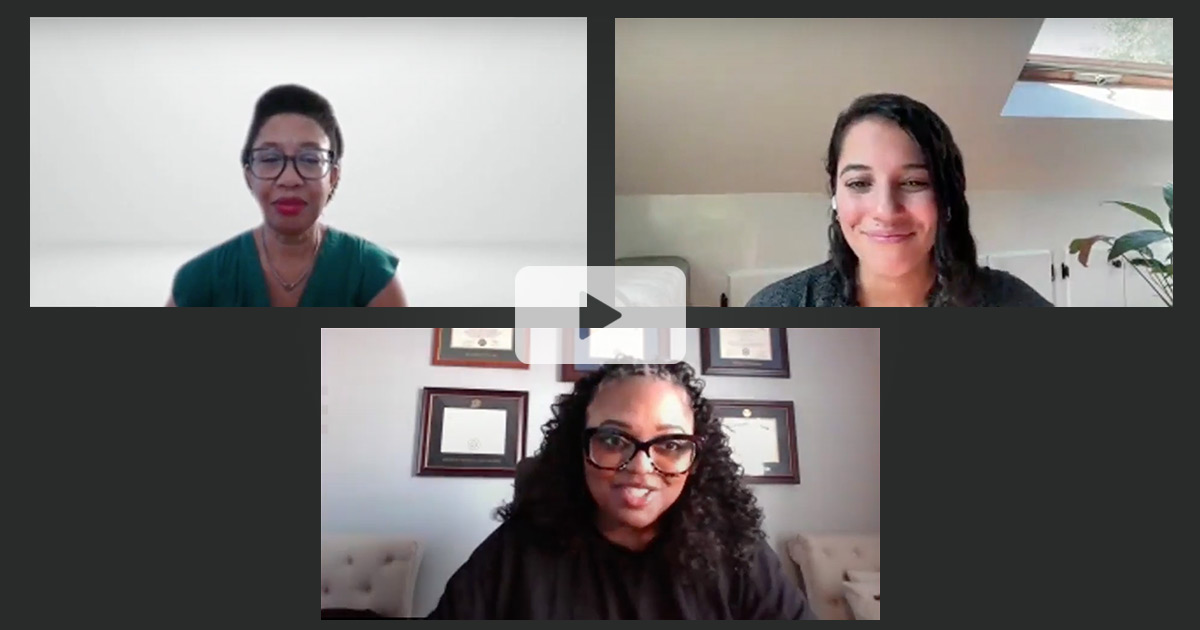Play video of April Harris, Rachael DeCruz, and Dr. Genna Styles-Lyass smiling in a Cultural Week of Action deep dive.