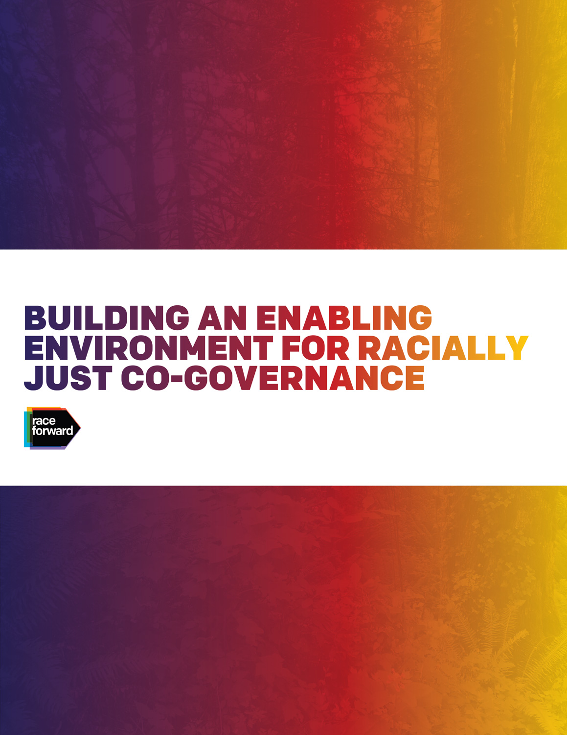 Building an Enabling Environment cover with yellow, red, purple gradient.