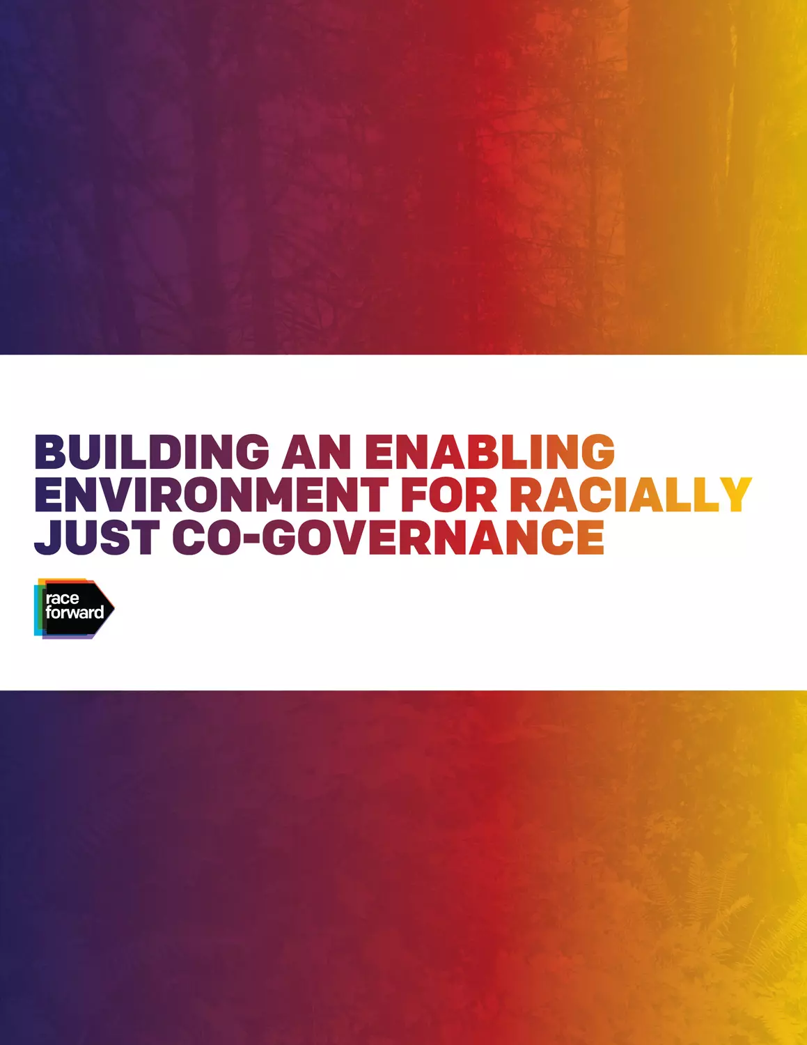 Building an Enabling Environment cover with yellow, red, purple gradient.