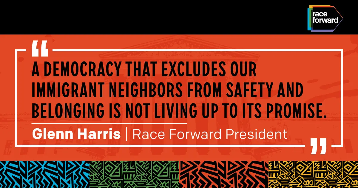 Graphic showing a statement made by Glenn Harris, President of Race Forward on the recent Mullin v. Do decision